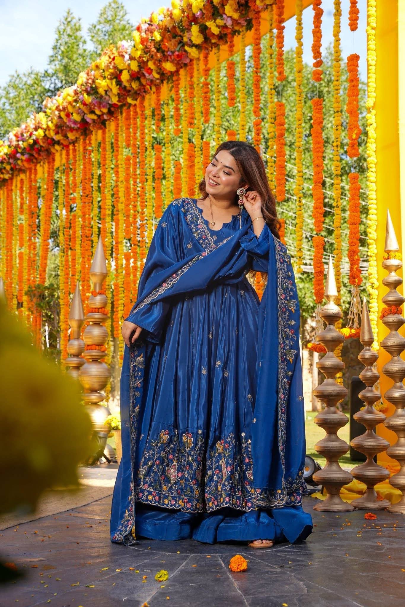 The Radiant Mustard Botanical-Hem Anarkali